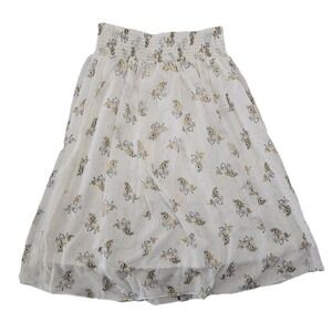Vtg Jackpot Skirt One Size White Gold Unicorn Print Midi Boho Festival Art NEW‎